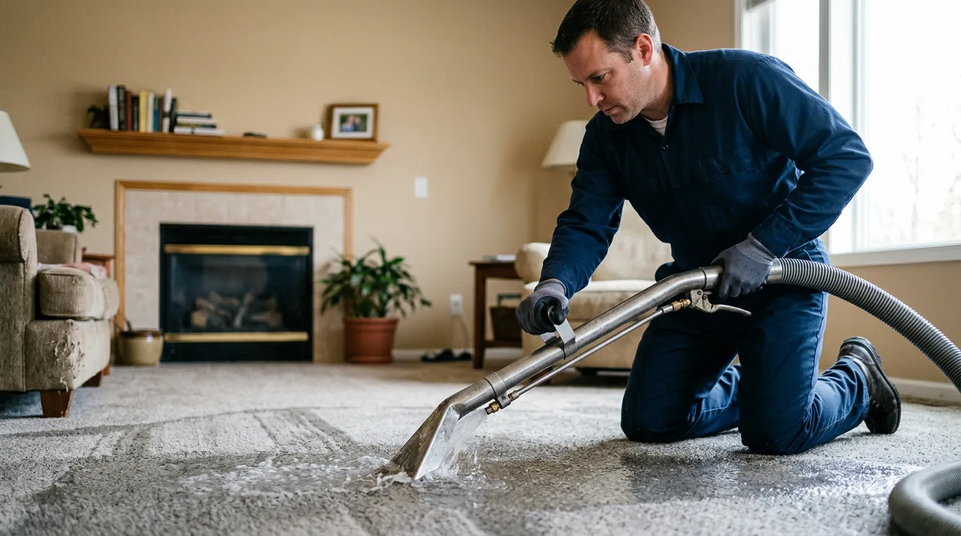 Water damage restoration technician working near Carthage, TN